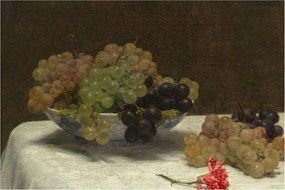 Obraz - Henri Fantin-Latour, Still Life with Grapes and a Carnation, reprodukcia (90x60 cm)