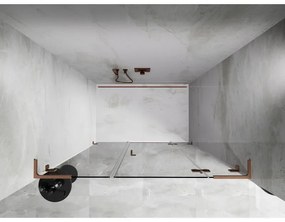 Mexen Lunar L, Otočné pravé sprchové dvere 135 cm, 8mm číre sklo, medený matný profil, 834SL-135-050-65-00-P