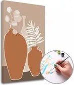 Maľovanie podľa čísel HNEDÉ VÁZY S KVETMI – nízka náročnosť 40x60 cm