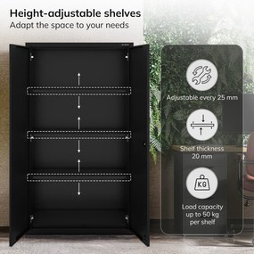 Modulárna kovová multifunkčná skriňa s dvoma zásuvkami čierna MEGAN 1950 x 900 x 400 mm