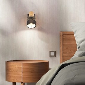 Nástenné svietidlo v čiernej a prírodnej farbe ø 7 cm Nandini – Trio