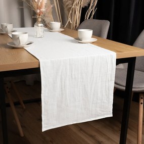 Biante Ľanový behúň na stôl LEN-011 Biely 35x140 cm
