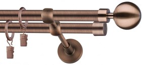 Dekorstudio Garniža dvojradová Guľa MODERN medená 19mm Dĺžka: 120cm, Typ príslušenstva: Bez príslušenstva