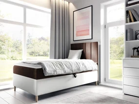 Kontinentálna posteľ Junior Kamire 1, Strana: pravá, Rozmer postele: 90x200, Dostupné poťahy: ekokoža Soft 017 (biela) + Fresh 04