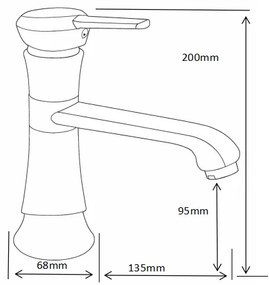 Umývadlová batéria Mexen Rose 200 mm zlatá