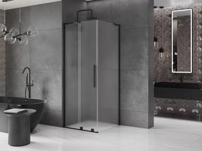 Mexen Velar L, sprchový kút s posuvnými dverami 120 x 120 cm, 8mm sklo námraza, čierna matná, 871-120-120-33-70