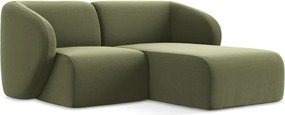 Zelená zamatová rohová pohovka (pravý roh/s leňoškou) Lani – Makamii