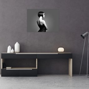 Sklenený obraz elegantnej ženy (70x50 cm)