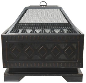 Prenosné ohnisko na drevo s roštom čierna/patina