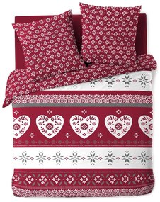 Červené predĺžené bavlnené obliečky na dvojlôžko 240x220 cm Alpage – douceur d'intérieur