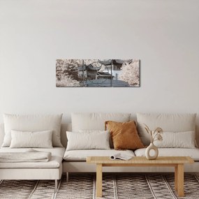 Obraz - Rozkvitnuté stromy v Ázii (s hodinami) (90x30 cm)