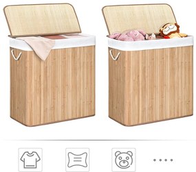 Bambusový kôš na bielizeň 60x40x61.5cm