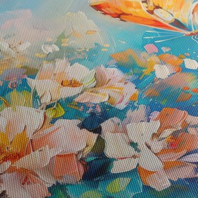 Obraz - Motýľ a kvety, olejomaľba II. (90x60 cm)