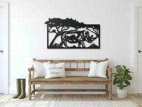 drevko Drevený obraz Nosorožec v savane Rozmer obrazu: 25 x 44,5 cm, Farba dekorácie: Čierna