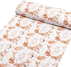 Biante Detské bavlnené posteľné obliečky do postieľky Sandra SA-523 Líšky a sovy na bielom Do postieľky 100x135 a 40x60 cm