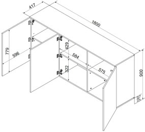 Cama Široká komoda Alma 3D - béžová