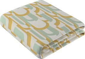 Prehoz na posteľ 220x260 cm farba produktu zelená látka zapletaná, vzorované