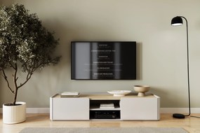 TV stolík Elivo 170 cm so zásuvkou - kašmír / olejovaný dub