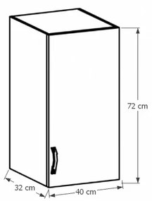 Horná kuchynská skrinka Sicilia G40 P - biela / sosna Andersen