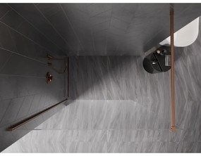 Mexen, Mexen Kioto-X sprchová stena 80 x 200 cm, transparentná 10 mm, brúsená meď - 800-080-101-65-00-X