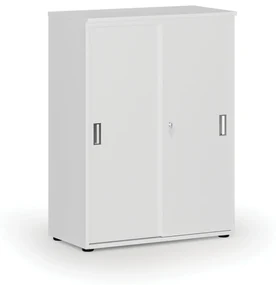 Kancelárska skriňa so zasúvacími dverami PRIMO WHITE, 1087 x 800 x 420 mm, biela
