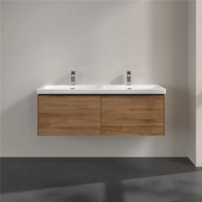 VILLEROY &amp; BOCH Subway 3.0 závesná skrinka pod dvojumývadlo, 2 zásuvky, 1272 x 478 x 429 mm, Oak Kansas, C56701RH