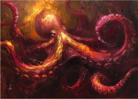 Obraz - Chobotnica, olejomaľba (70x50 cm)