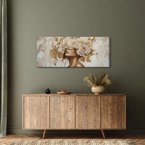 Obraz - Dievča s ružami (120x50 cm)