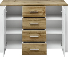 Komoda so zásuvkami Materio, dub/biela