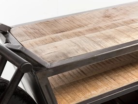furniture-nabytek.cz - Masívny barový stôl Harlow Bike s motocyklovou konzolou a držiakom na fľaše, materiál kov a mango, lakovaný