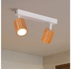 Brilagi - Bodové svietidlo MODERN WOOD 2xGU10/8W/230V kaučukovník/biela