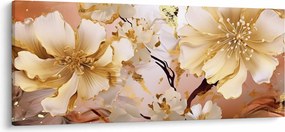 Obraz - Zlaté kvety (120x50 cm)