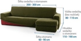 Super strečové poťahy NIAGARA zelená sedačka s otomanom vpravo (š. 200 - 300 cm)