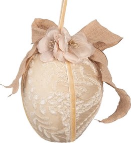 Béžové závesné vajíčko s výšivkou Fancy - Ø 11*17 cm