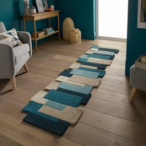 Modro-béžový vlnený behúň 66x300 cm Collage – Flair Rugs