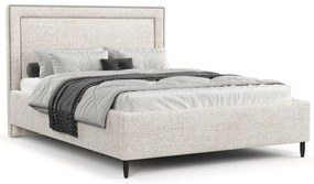 Krémová čalúnená dvojlôžková posteľ s úložným priestorom s roštom 180x200 cm Baleine – Maison de Rêve