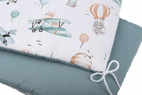 Ochranný mantinel do postieľky 180x30 cm BABYMAM PREMIUM - Let balónom/zelená