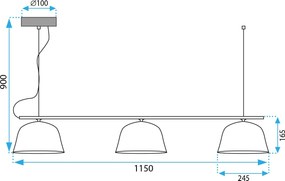 Toolight Toolight, stropné svietidlo 3xE27 APP1478-3CP, čierna matná, OSW-02420