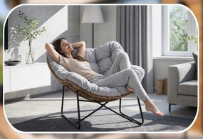 Záhradná relaxačná stolička na terasu, do záhrady, do obývačky,sivá, FIN