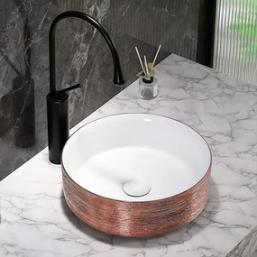 BPS-koupelny Keramické umývadlo na dosku HYD-LA-P-GL-360 36x36 cm, biele/ružové zlato