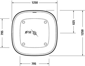 Duravit Zencha - Voľne stojaca vaňa 1250x1250 mm, biela 700464000000000