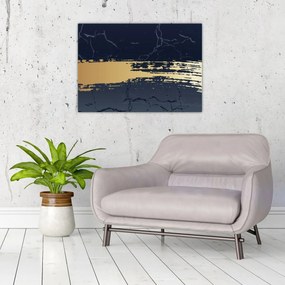 Obraz - Modrá a zlatá abstrakcia N⁰2 (70x50 cm)