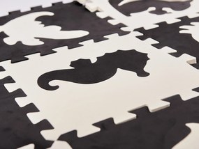 KIK Pymic Kontrast Panel Mat penová podložka puzzle 25 dielov 114 x 114 cm, čierna a ecru