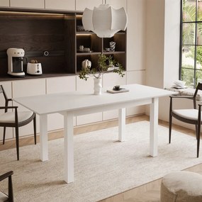 ROZKLADACÍ JEDÁLENSKÝ STÔL DANILO BIELY + BIELE NOHY 140 / 195 cm