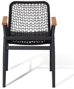 Jedálenská stolička s tíkovými opierkami rúk a textilným výpletom