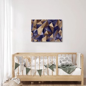 Sklenený obraz - 3D drevené trojuholníky (70x50 cm)
