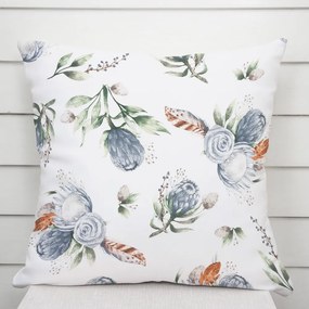 Biante Bavlnená obliečka na vankúš Sandra SA-707 Modré kvety Protea na bielom 40 x 60 cm