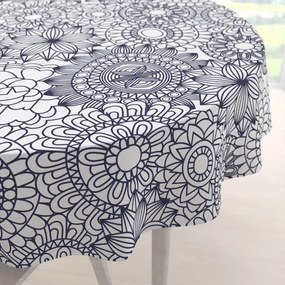 Biante Bavlnený okrúhly obrus Sandra SA-274 Tmavo modré mandaly na bielom Ø 100 cm