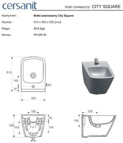 Cersanit City Square - závesný wc bidet , K35-045