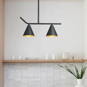 Luster na tyči 2xE27/40W/230V čierna